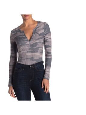 Socialite Split V-Neck WaffleKnit Bodysuit